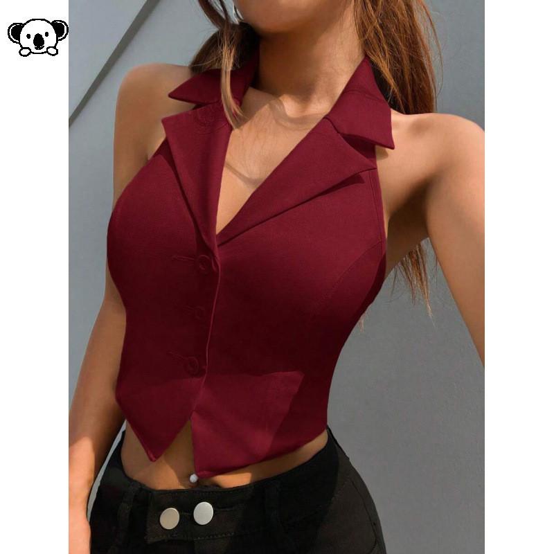 Dámský crop top s véčkovým výstřihem a špagetovými ramínky pro městský street style