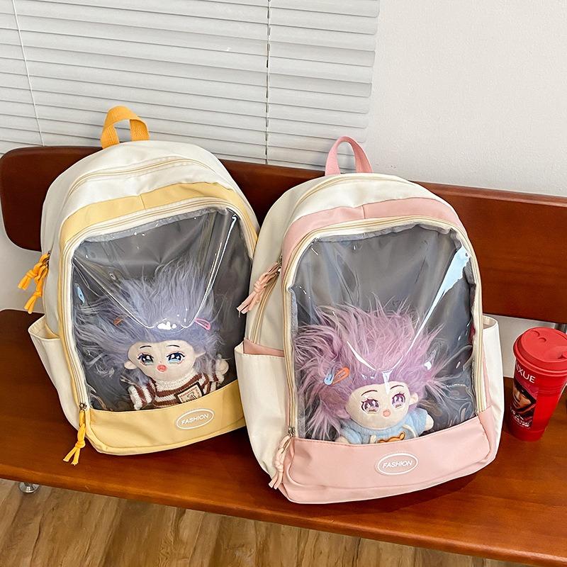 Backpack Baby Bag Female, Transparent Pv Badge Backpack, Cute Soft Girl Student Schoolbag