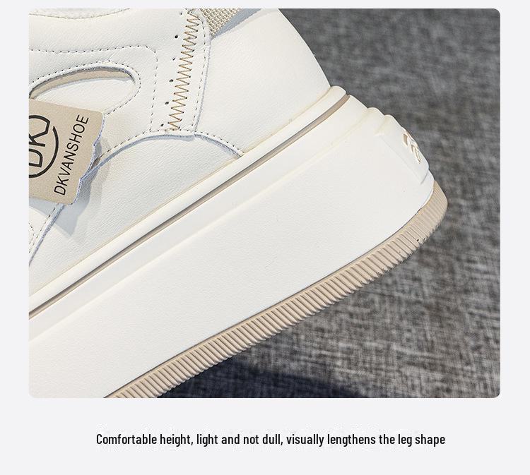 Women's Genuine Leather Velvet Platform Sneakers - Warm, Thick-Soled, Casual High-Tops for Spring 2025.