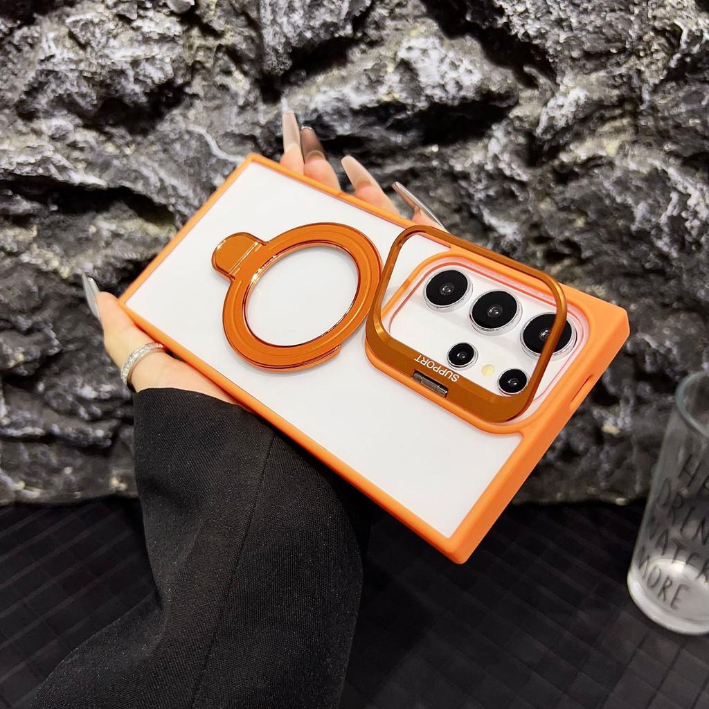 Samsung S25U High Transparency Acrylic Double Bracket Suitable for Samsung S25 Hollow Lens Bracket Magnetic Suction Mobile Phone Case S24