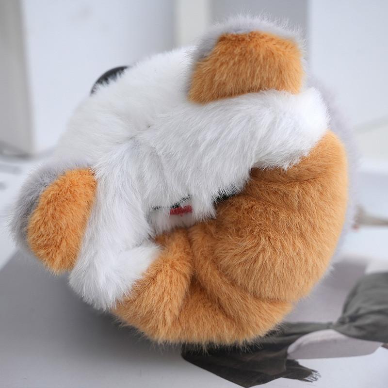 Adorable Plush Dog And Cat Keychain Doll Flip Toy Soft Pp Cotton 10cm Height