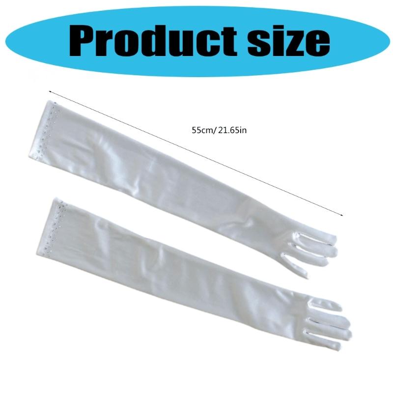 Białe Rękawiczki dla Kobiet i Dziewcząt na Imprezę Tematyczną Wygodne w Noszeniu Elastyczne Klubowe Rozciągliwe Kryształowe Rękawiczki