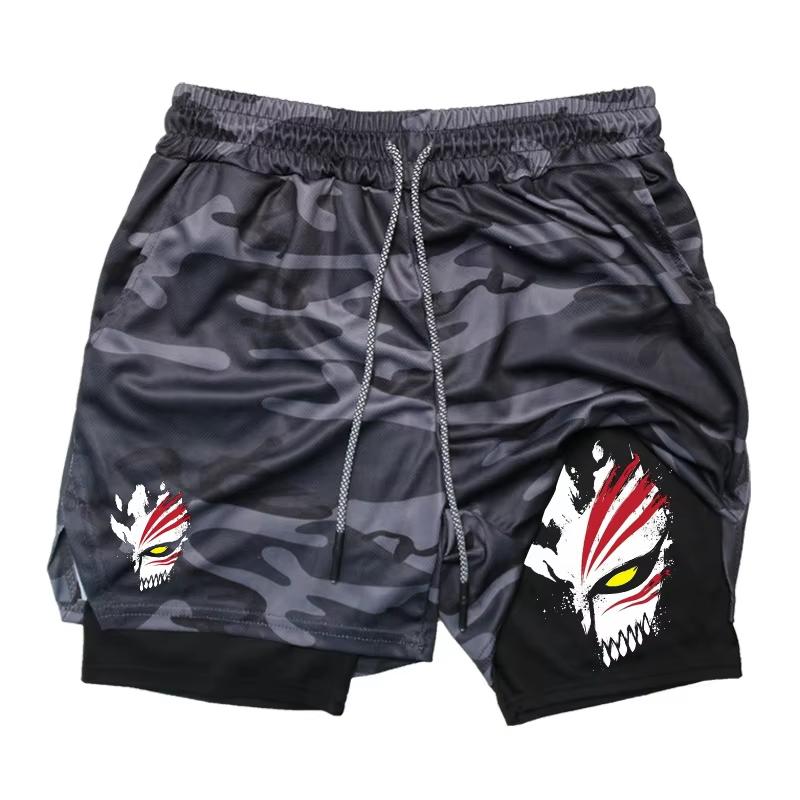 

Fashionable men s printed fitness shorts, suitable for casual fitness and sports wear, with double-layer 2-in-1 design RL0513 XXXL