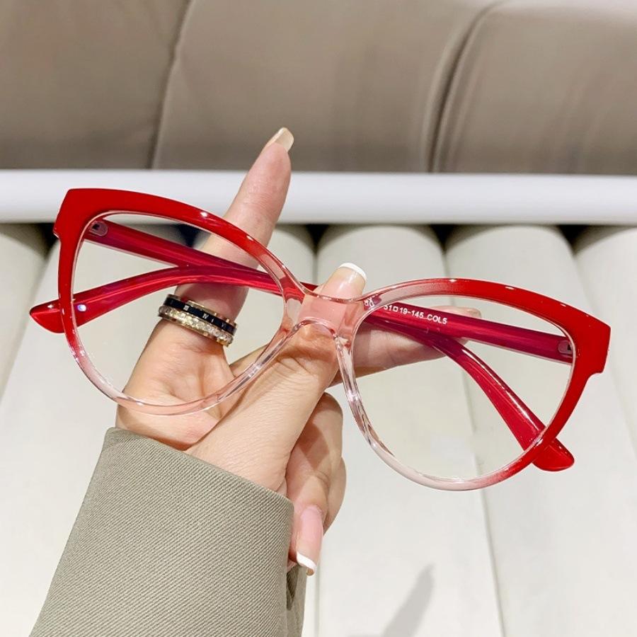 Triangle cat eye flat mirror Internet celebrity new glasses frame anti-blue light plain face can be matched with myopia glasses frame simple