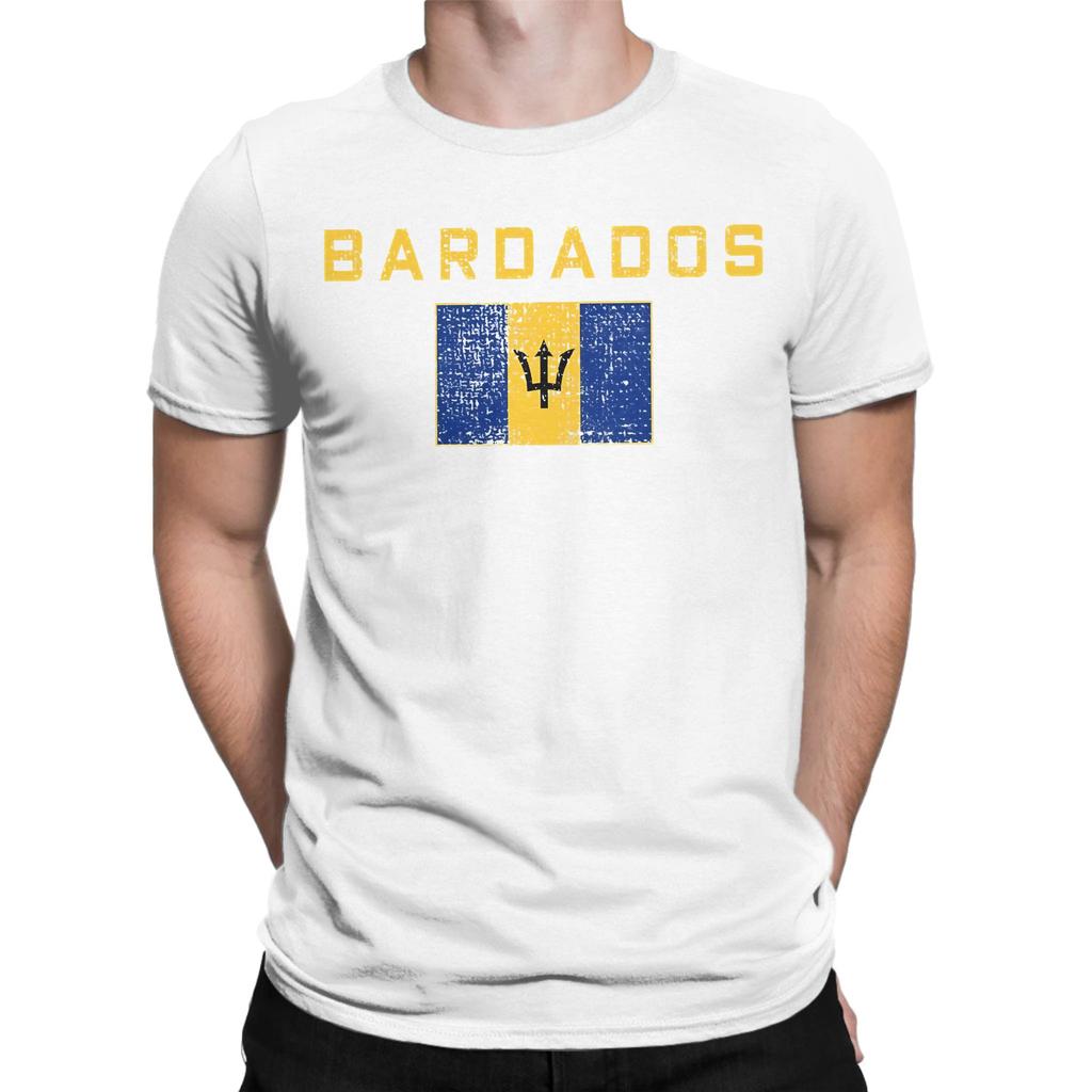 Unisexs WoUnisexs Barbados Flagge Barbadisches T-Shirt Reine Baumwolle Bedruckte T-Shirts Oberbekleidung
