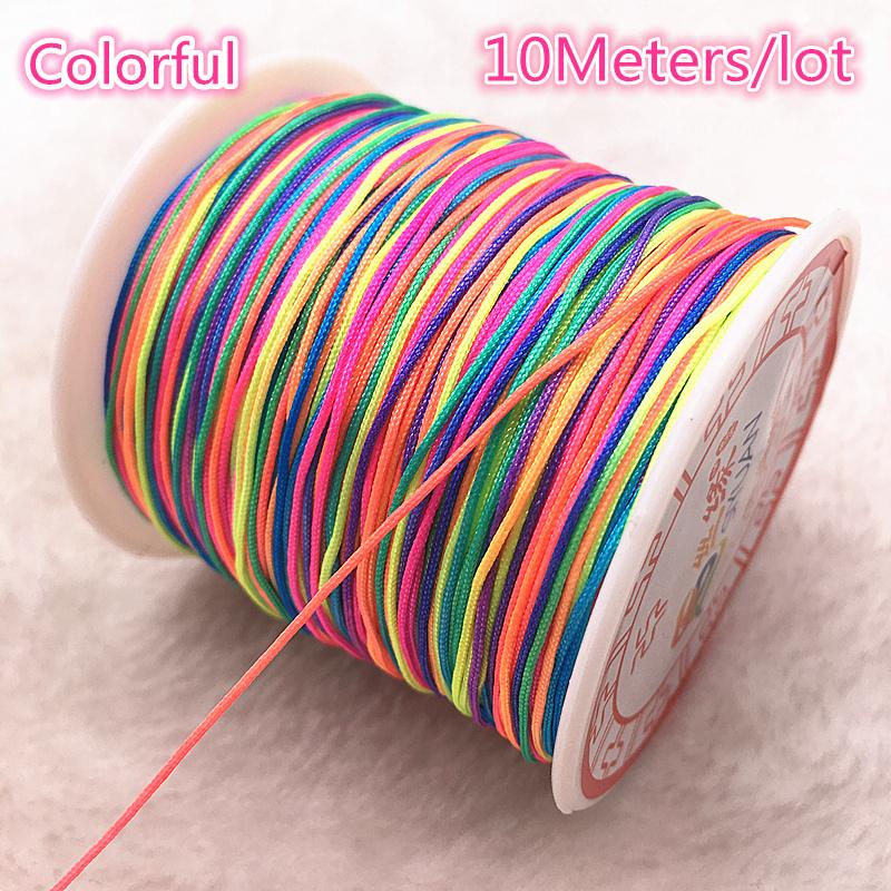 0.4--1.5mm 10 Metros/lote Hilo de Cuerda de Nylon Hilo de Nudo Chino Cuerda para Macramé Pulsera Hilo Trenzado Borlas DIY Hilo para Abalorios