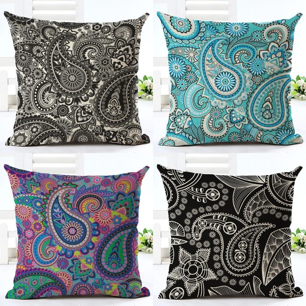 Exquisite Paisley Printed Ethnic Cushion Covers For Vintage Bohemian Sofa Decor