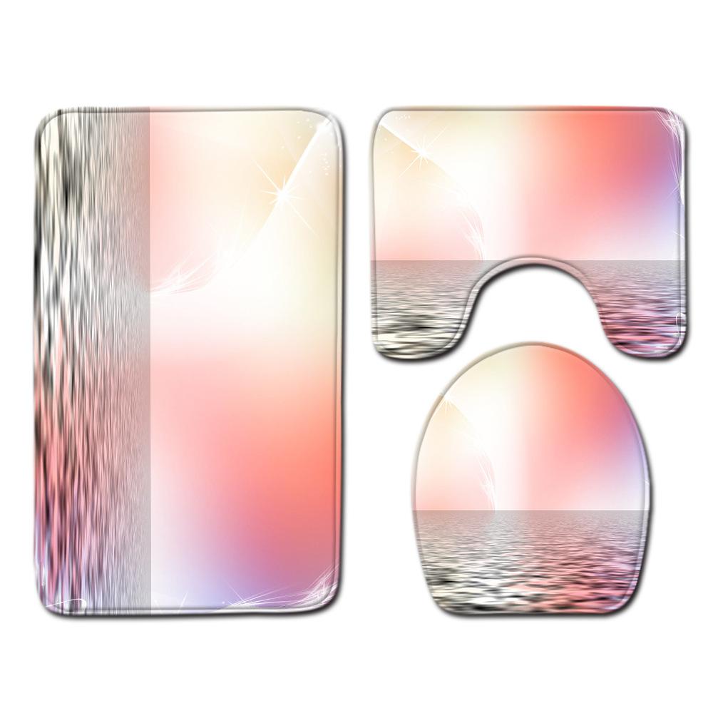 Colorful Gradual Change Toilet Floor Mat Three-Piece Bathroom 3-Piece Carpet Door Mat