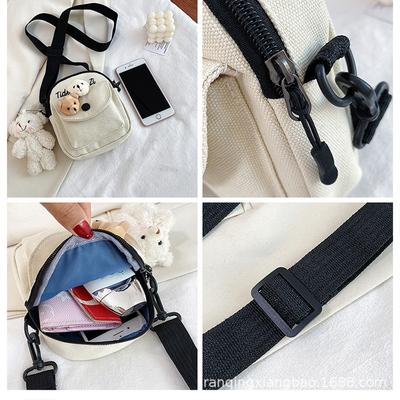 2025 neue trendige Canvas Bär Tasche Damen Umhängetasche, lässig und schlicht, origineller Stil, niedlich und vielseitig