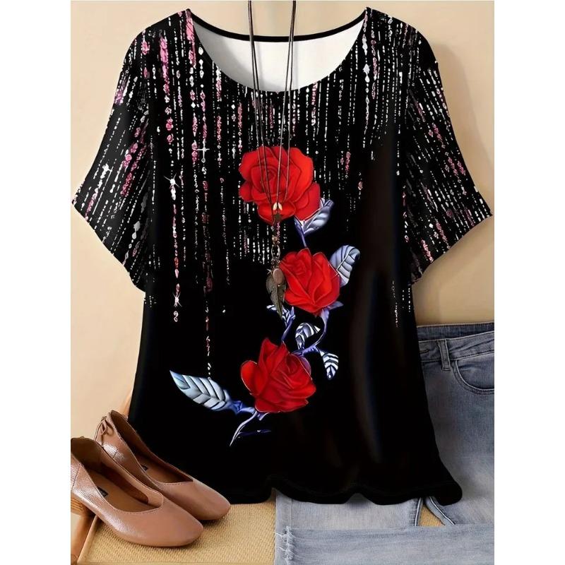 3D-gedrucktes Blumenmuster, sommerliche Damenmode, atmungsaktiv, trendig und vielseitig