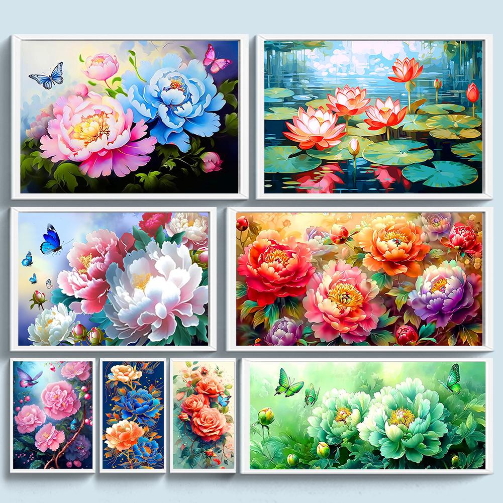 Full Embroidery cotton Thread 9CT Printed Flower Cross Stitch Needlework Kit