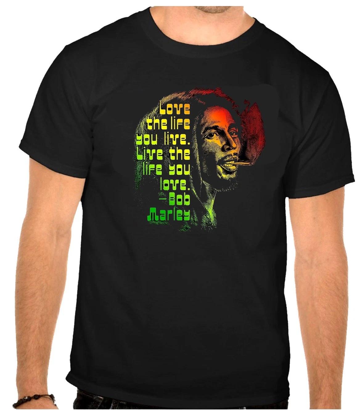 BOB MARLEY RASTA JAMAICA Rock Music Logo Black T-Shirt -1310 XS