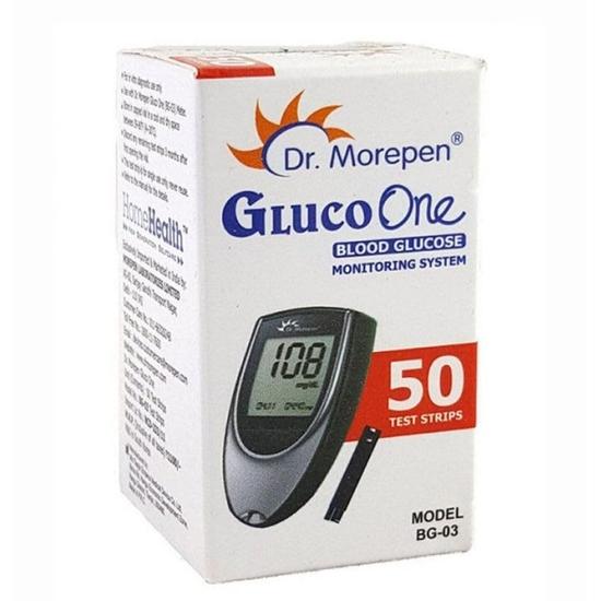 Dr. Morepen BG-03 Blood Glucose Test Strips, 50 Strips (Black/White)(Only Strips, No Glucometer)