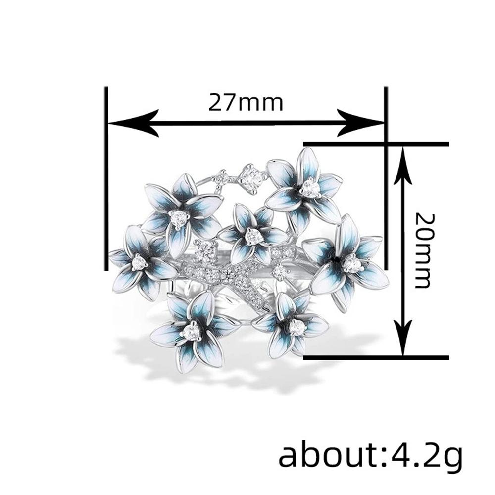 Luxury Crystal Female White Blue Zircon Stone Ring Vintage Silver Color Wedding  For Women