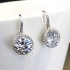 High-End Luxury Round Drop Earrings with Micro-Paved Zircon; Korean Temperament Style Women's Studs and Ear Hooks