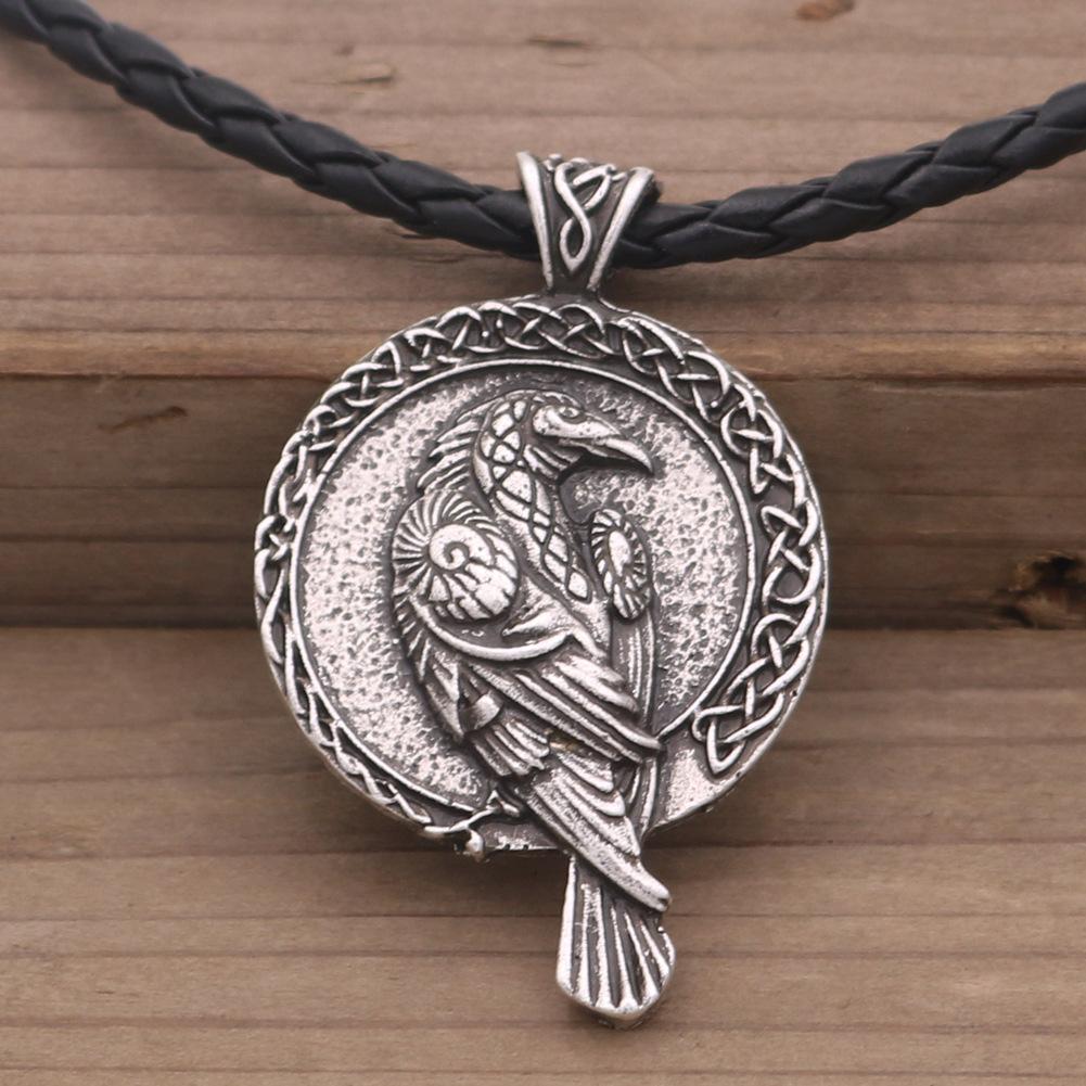 Nordic Charm Necklace Viking Crow Pendant Black Bird Celtic Crow Necklace Men's Popular Ornament