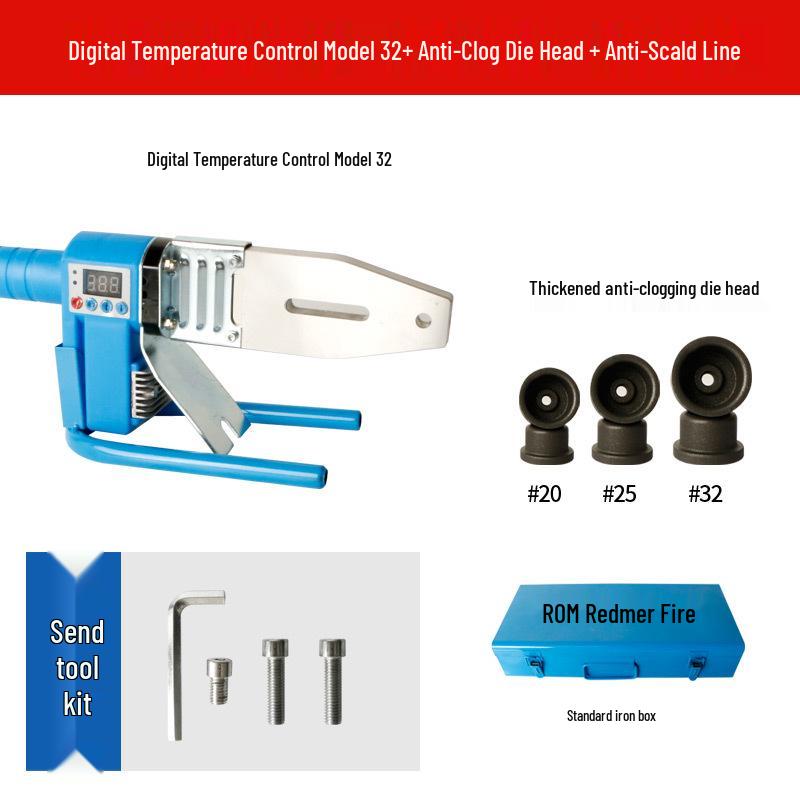 Blue Single-Tube Digital Display Hot Melt Machine for 20-32 PPR Plastic Pipe Welding