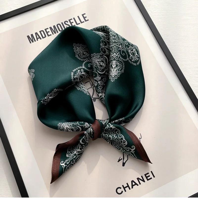 100% Pure Silk Square Scarf Women Lightweight Neck Wrap Floral Print 53x53cm