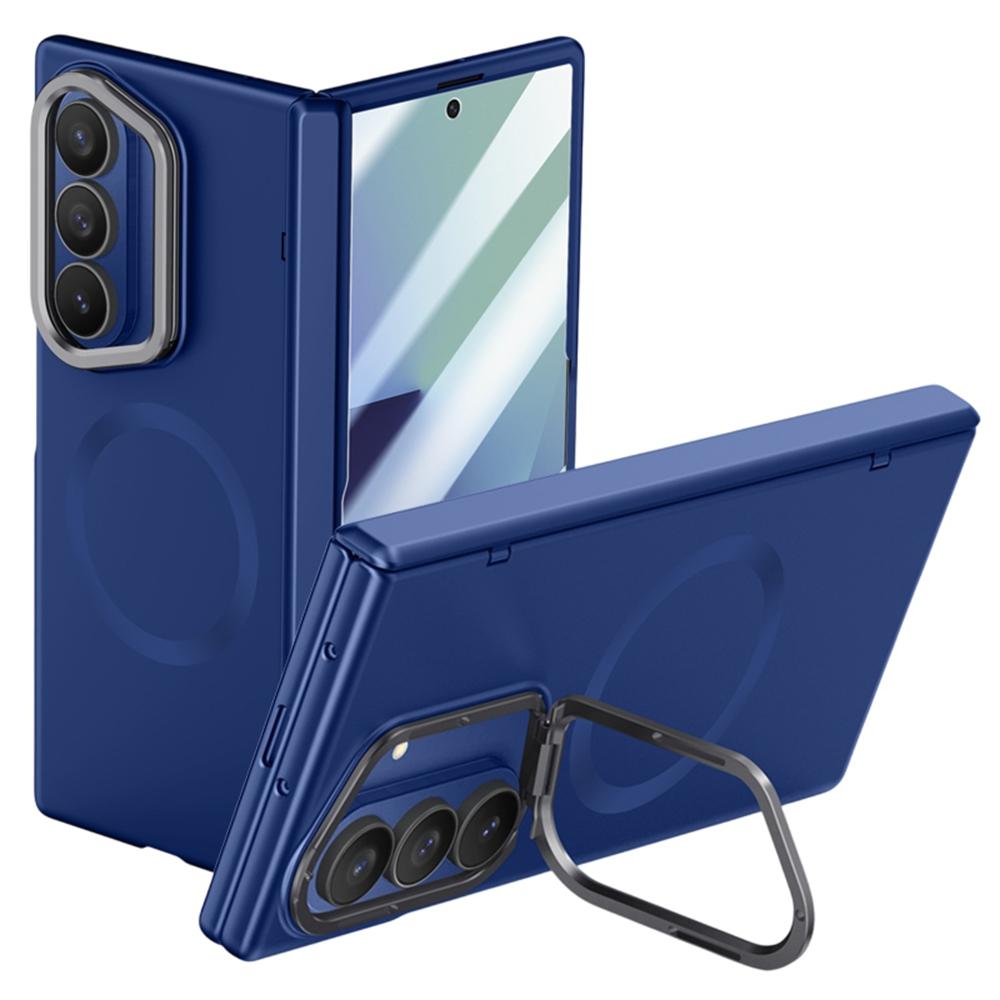 For Samsung Galaxy Z Fold7 5G Magnetic Case Hard PC Phone Cover with HD Tempered Glass Film,Lens Kickstand
