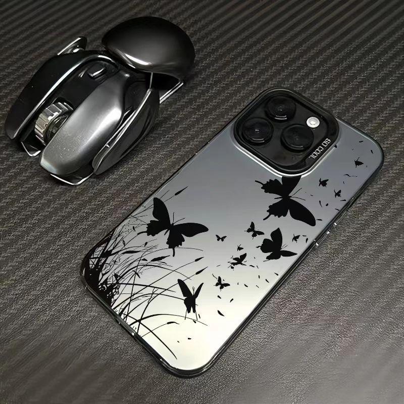 

Silver Butterfly Shell Phone Case for Apple 17/16/15Pro, 14ProMax, 13/12/11X 14 ProMax