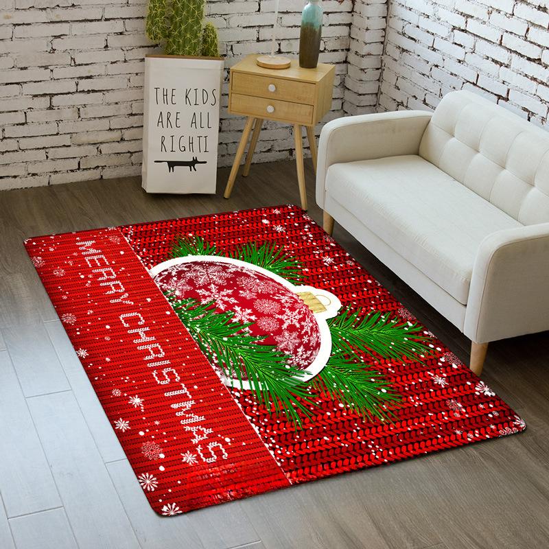Christmas Santa Claus Rug Carpet Mat for Living Room Home Decoration Merry Christmas with Tree Ornament Candy Cane Snowflake
