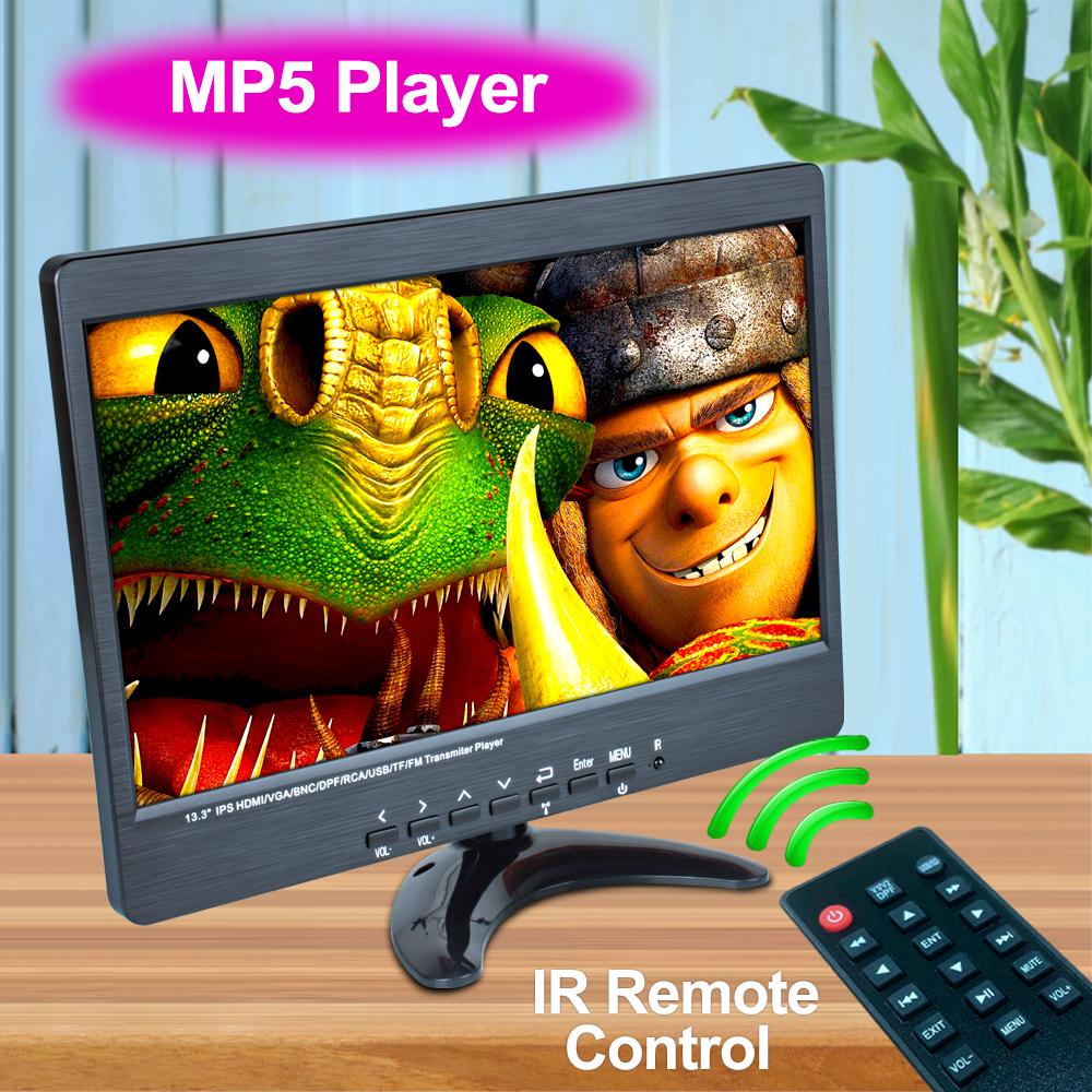 13,3 tums IPS-skärm Bil Nackstöd MP5 Videospelare 2K 1920*1080 Skärm Elektroniskt Album AV HDMI VGA BNC Ingång 2*2W Högtalare