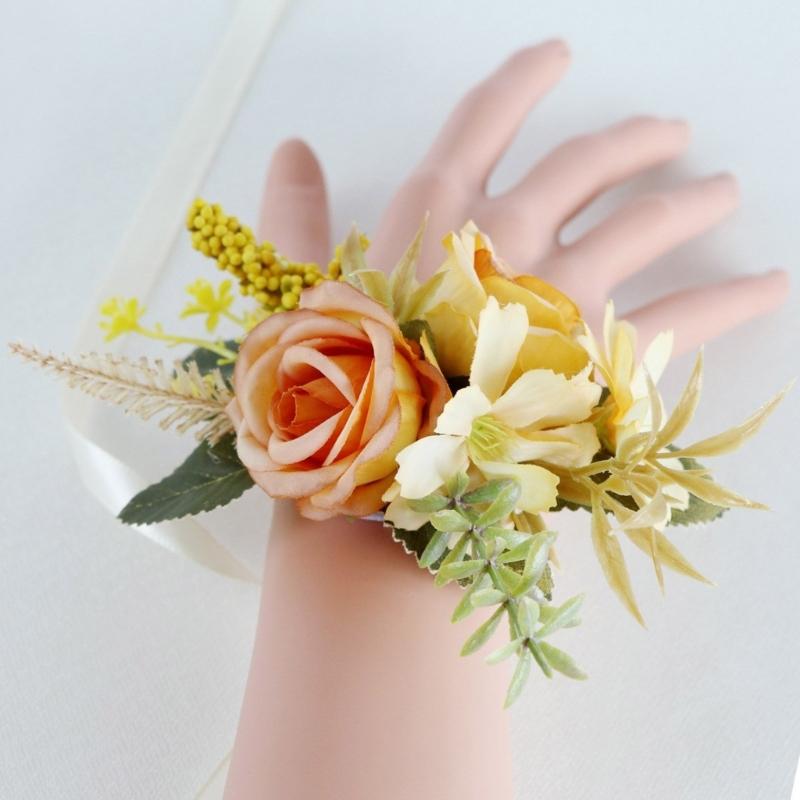 5Pcs Wedding Corsages Boutonniere Prom Boutonniere for Wedding Ceremony Anniversary, Rose Corsages for Bride and Groom,