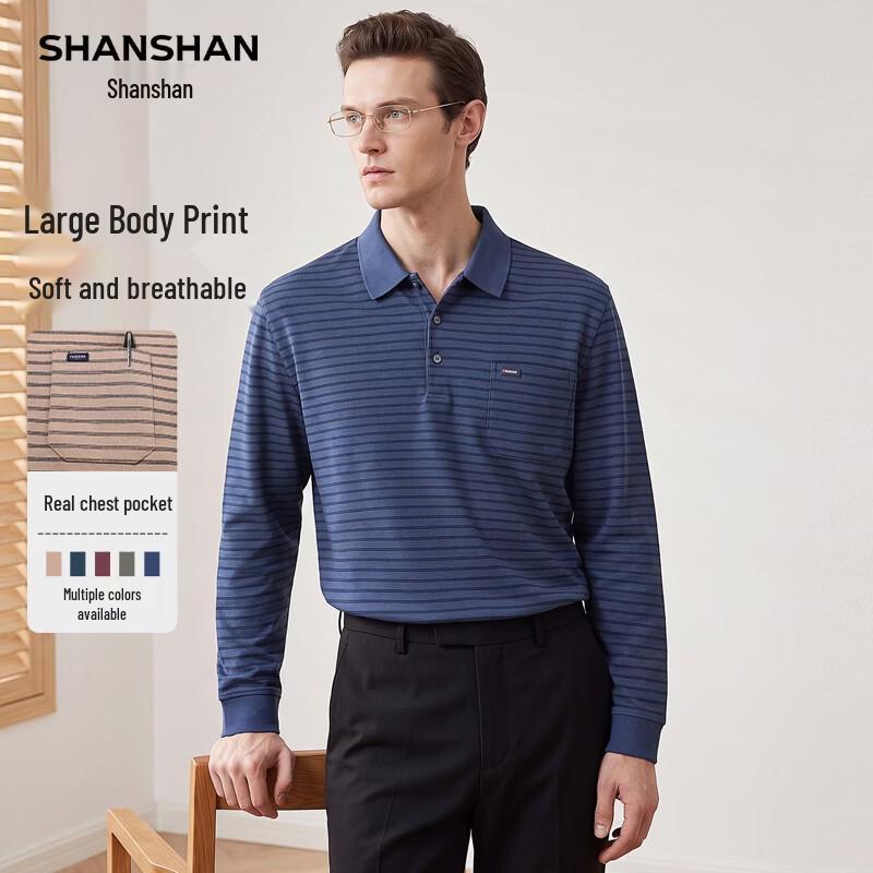 SHANSHAN Men's Waffle Knit Long-Sleeve Polo Shirt