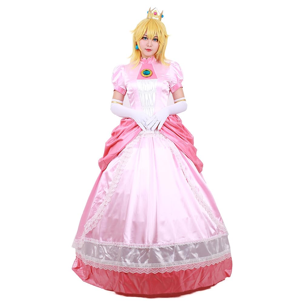 Miccostumes Costume Princess Cosplay Outfit Pink Dress Luxury with Crown Women's (M)