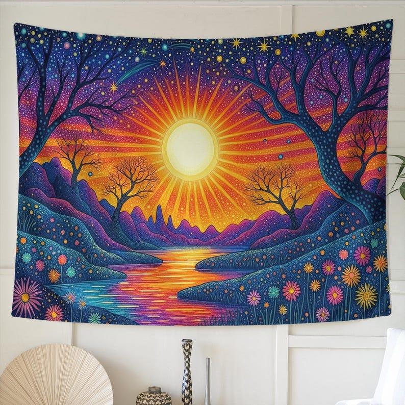 Psychedelic Sunset tapestry 75x100 чёрный