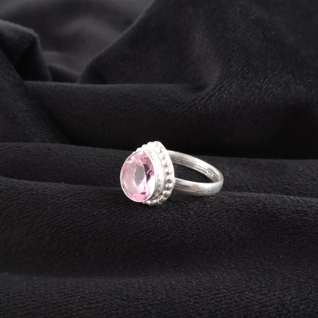 Natural Morganite Gemstone 925 Sterling Silver Handcrafted Jewelry Partywear Pear Shape Ring For Women RR-77-10