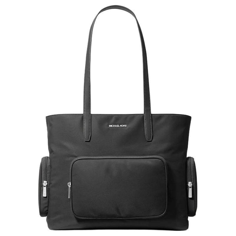 MICHAEL KORS Khai Khai Metal Brand Logo Tote Bag Shopping Bag Nylon Shoulder Bag Large Women s Black чёрный