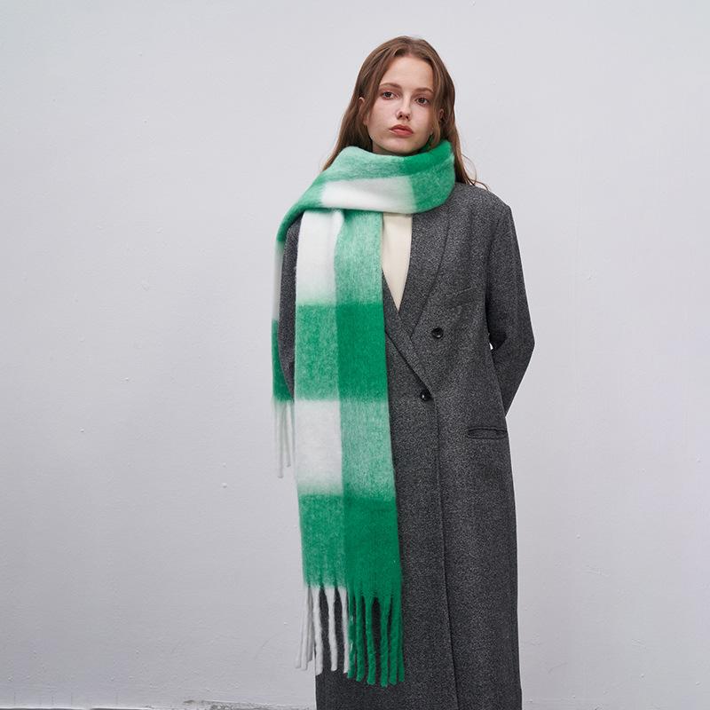 Sciarpa a quadri in cashmere nuova alla moda per donna, invernale, spessa, calda, grande scialle, pashmina, sciarpe con nappe, morbida coperta, bandana, scaldacollo spesso