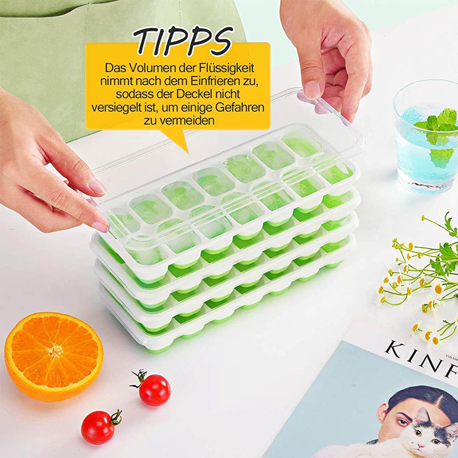 

4PC Ice Compartment Easy-Release Silicone Flexible Spill-Resist Removable Lid
