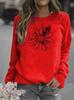 Sunflower Print Round Neck Women's Hoodie