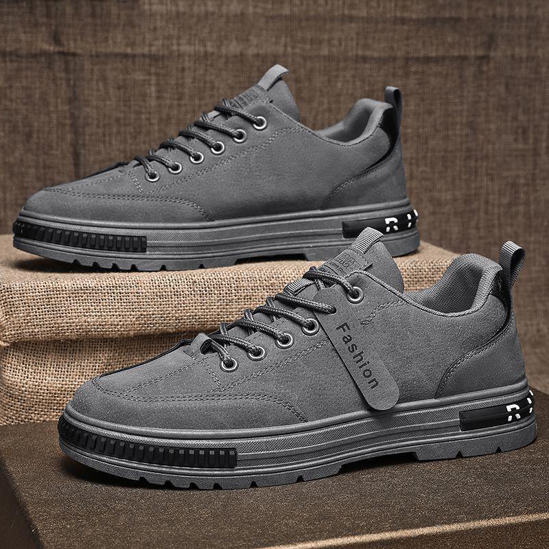 Men's 2025 Autumn/Winter Black Leather Shoes: British Business, Casual, & Wedding Styles - Low-Top Martin Boots