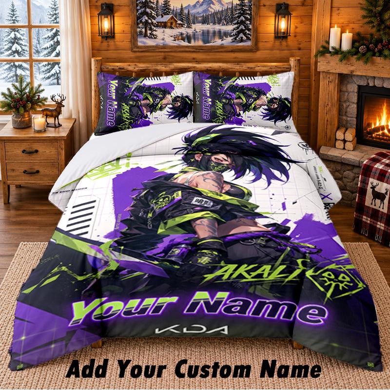League of Legends Custom Name 3Pcs Bedding Set 1 Bed Sheet 2 Pillowcases Bedroom Home Decor