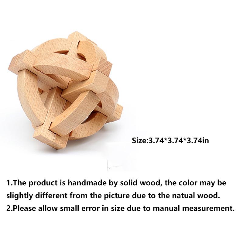 Hölzerner Kongming Luban Schloss, 3D Denkspiel-Puzzle, Büro-Decompressionspuzzle für Erwachsene, Intelligenz-Geschenk für Kinder (Ball))