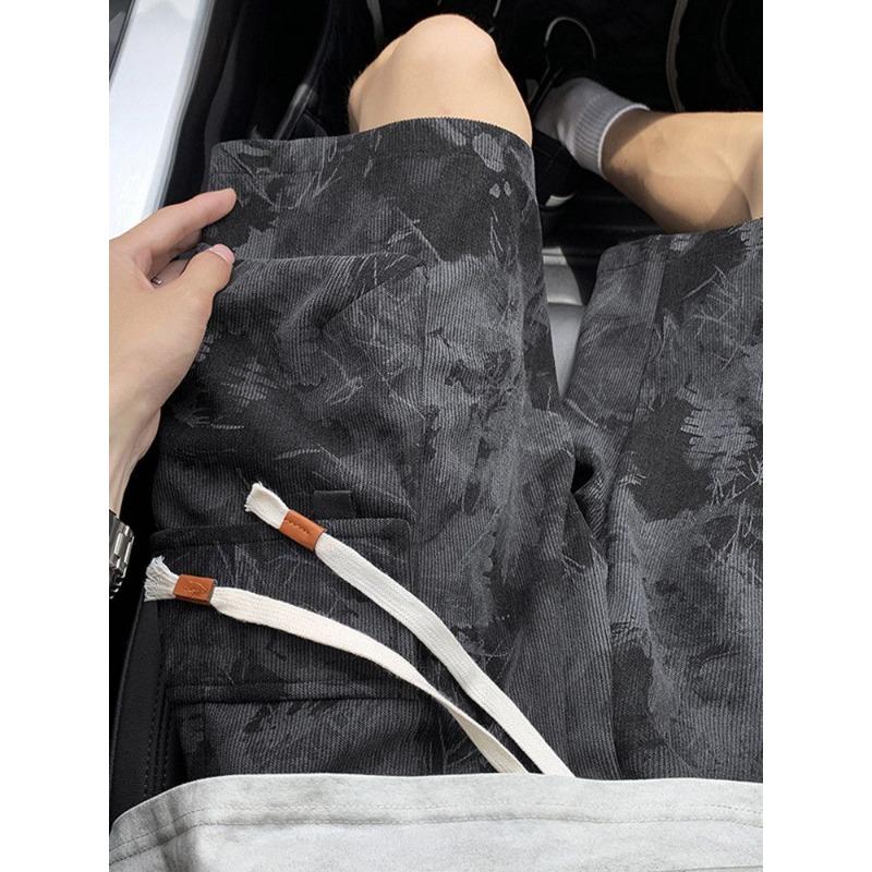 Мужские черные белые принтованные вельветовые повседневные свободные летние уличные модные удобные повседневные шорты S