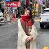 Export original order Gentle purple scarf Women's autumn and winter Korean version Versatile plaid contrasting color imitation cashmere autumn and wi