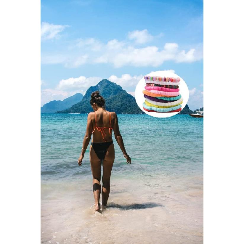 12pcs Friendship Bracelets Beaded Bracelets Heishi Bracelet Cute Bracelets Stack Vinyl Clay Disc Bead Surfer Stretch Summer Beach Bracelets For Women