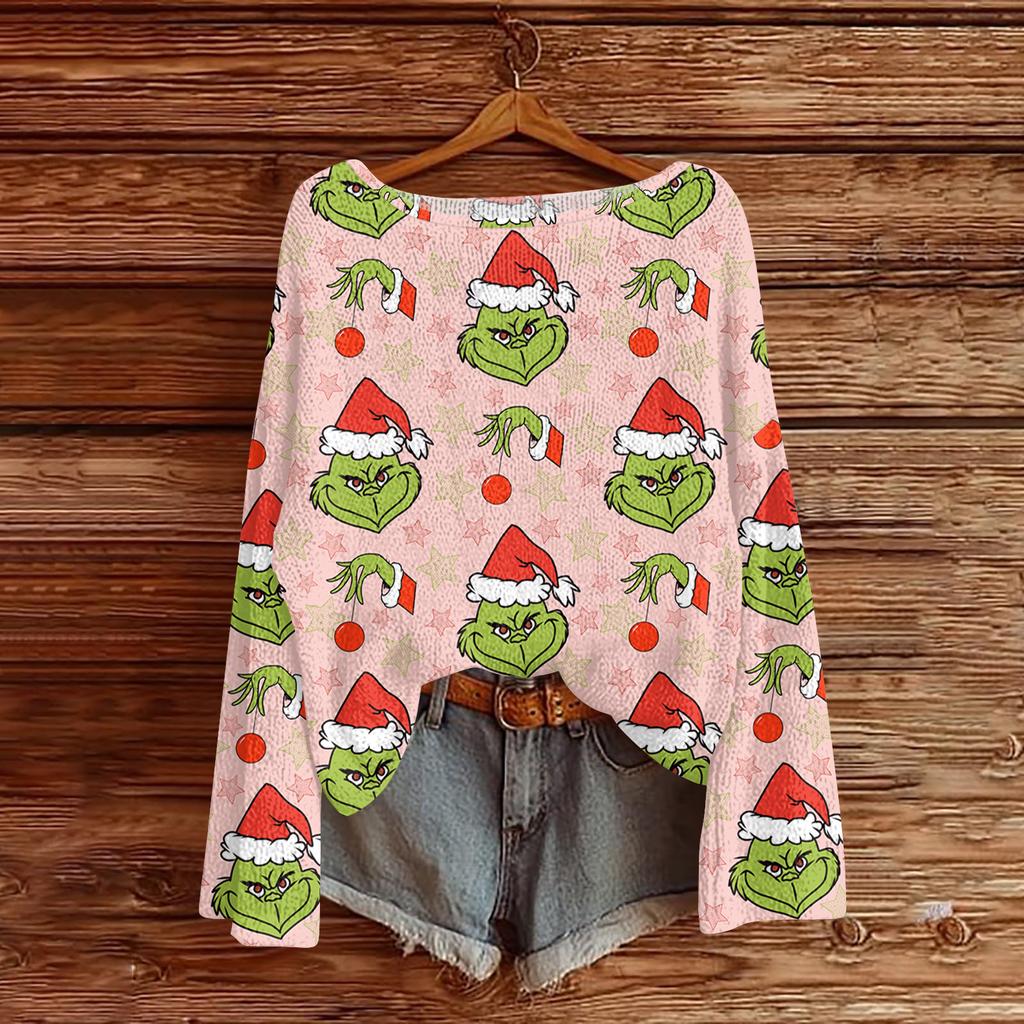 Christmas Sweatshirts For Women Knit Sweater Cute Shirt Fall Crewneck Pullover Tops