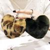 Car Round Ball Faux Rabbit Fur Heart Leopard Plush Key Chains Key Ring Plush Keychain Fur Ball