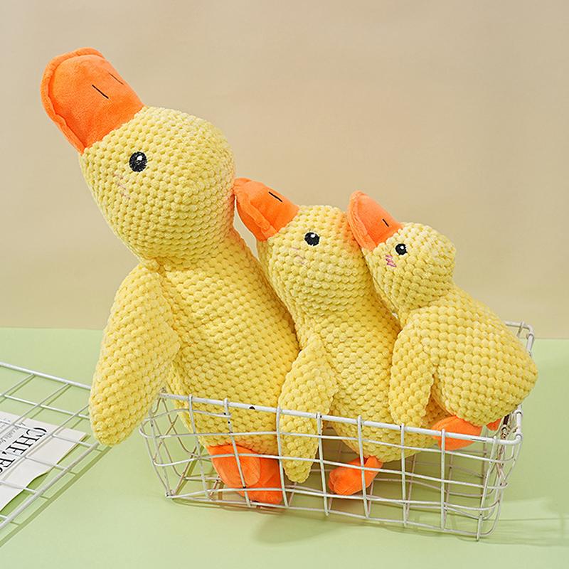 Cartoon Plush Sleeping Toy Cute Duck Stuffed Toys Durable Bite-Resistant Squeaky Pet Teeth Cleaning Chew Toys Pet Supplies