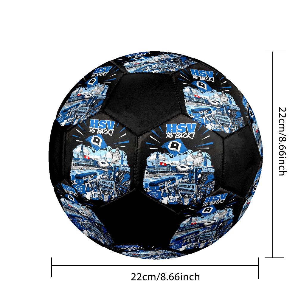 Hamburger Sportverein 2 Indoor Soccer Ball Colorful Machine Stitched PVC Size 5 Team Training Competition Ready Durable High-Bounce Cool Sports Gift