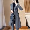 Women's Striped Long Trench Coat & Pant Suit Set