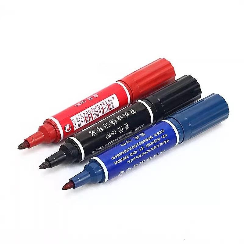 5pcs Black Red Blue Oil Marker Pens Double Headed Permanent Markers 2mm/6mm Waterproof Quick-Drying Marker Pens for Stationery
