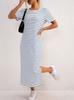 Spring and summer new split design women's fashion striped dress