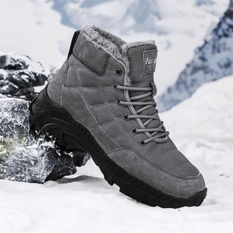 Fashion Men's Snow Boots 2024 Winter New Style with Plush Insulation Trend High Top Outdoor Hiking Thick Cotton Shoes