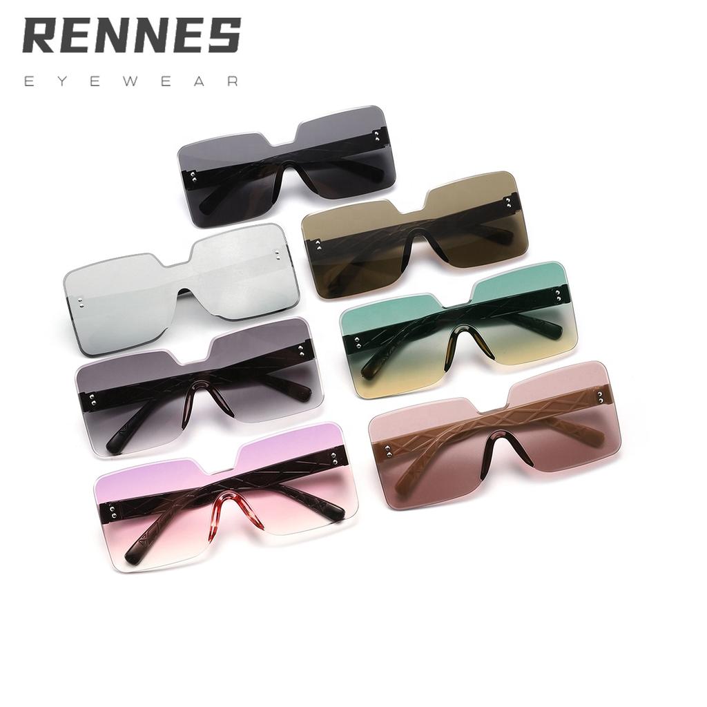 New Unisex Square Frame Sunglasses with UV400 Protective One-Piece Lens Stylish Rimless Design for Outdoor Use